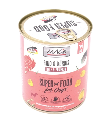 Macs Hundedosenfutter Rind & Kürbis 800g