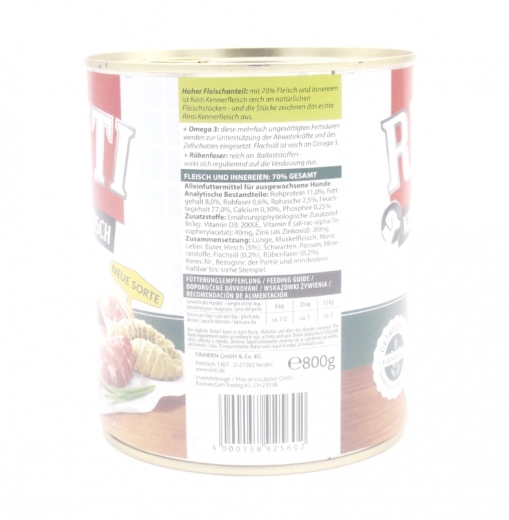Rinti Kennerfleisch + Hirsch 800g Hundedosenfutter