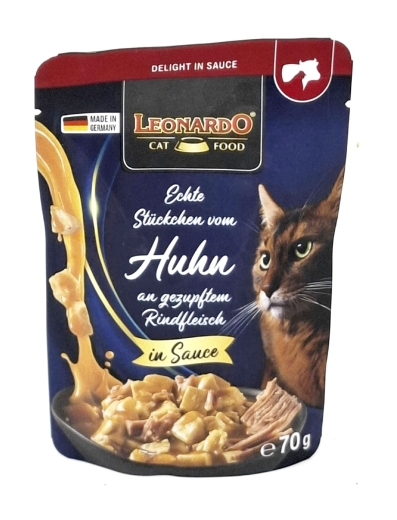Leonardo Delight in Sauce Huhn mit gezupftem Rindfleisch 70g