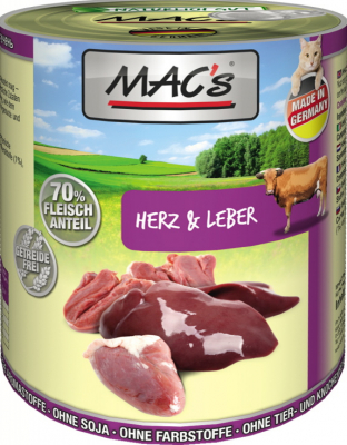 Mac's Katzendosenfutter Herz & Leber 800g