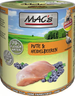 Mac's Katzendosenfutter Pute & Heidelbeeren 800g