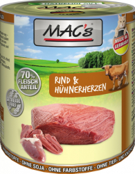 Mac's Katzendosenfutter Rind und, Hühnerherzen 800g